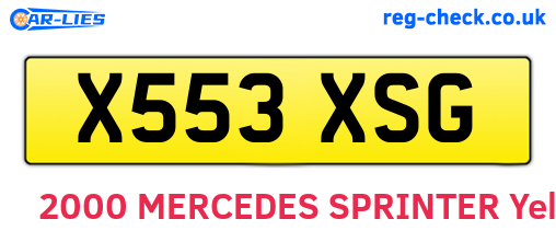 X553XSG are the vehicle registration plates.