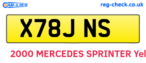 X78JNS are the vehicle registration plates.