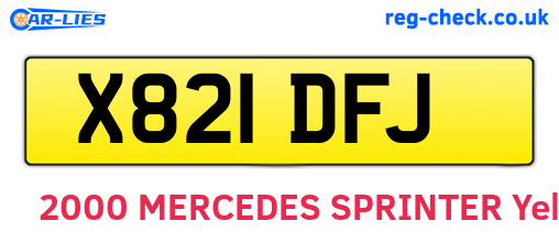 X821DFJ are the vehicle registration plates.