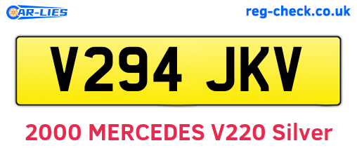V294JKV are the vehicle registration plates.