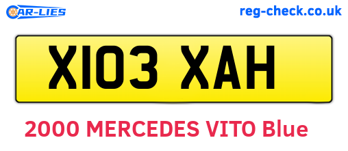 X103XAH are the vehicle registration plates.