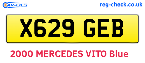X629GEB are the vehicle registration plates.