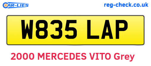 W835LAP are the vehicle registration plates.