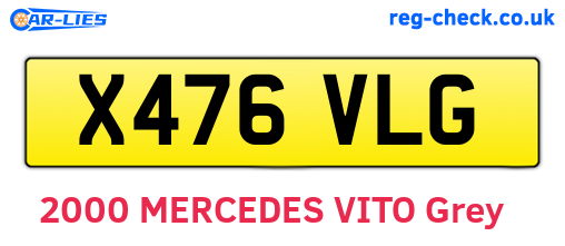 X476VLG are the vehicle registration plates.