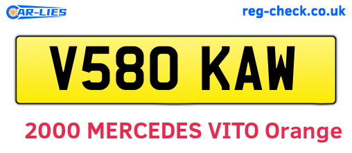 V580KAW are the vehicle registration plates.