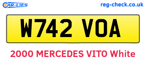W742VOA are the vehicle registration plates.