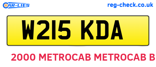 W215KDA are the vehicle registration plates.