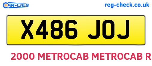 X486JOJ are the vehicle registration plates.
