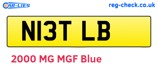 N13TLB are the vehicle registration plates.