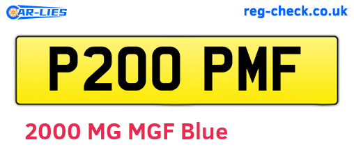 P200PMF are the vehicle registration plates.