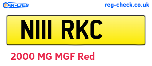 N111RKC are the vehicle registration plates.