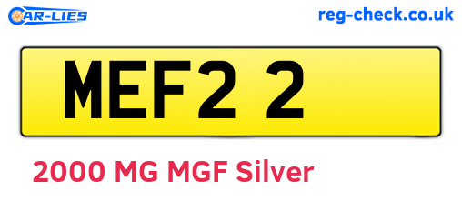 MEF22 are the vehicle registration plates.