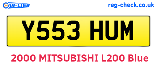 Y553HUM are the vehicle registration plates.