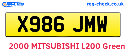 X986JMW are the vehicle registration plates.