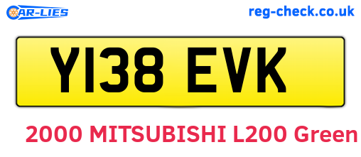 Y138EVK are the vehicle registration plates.