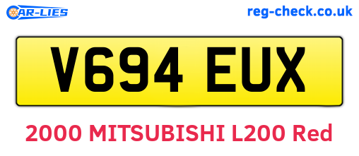 V694EUX are the vehicle registration plates.