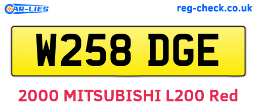 W258DGE are the vehicle registration plates.