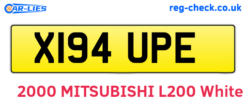 X194UPE are the vehicle registration plates.