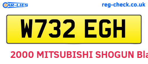 W732EGH are the vehicle registration plates.