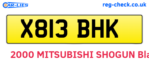 X813BHK are the vehicle registration plates.