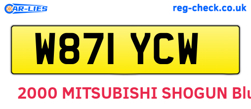 W871YCW are the vehicle registration plates.