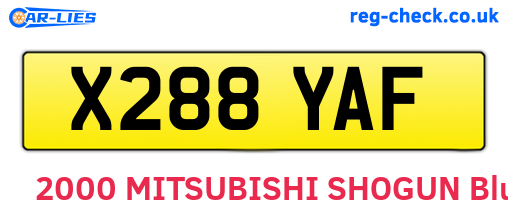 X288YAF are the vehicle registration plates.