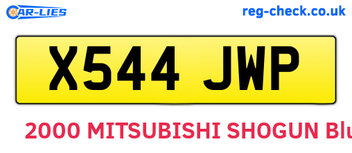 X544JWP are the vehicle registration plates.