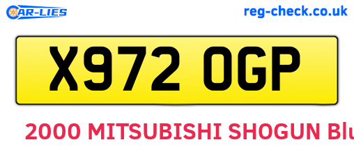 X972OGP are the vehicle registration plates.