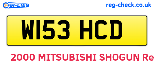W153HCD are the vehicle registration plates.
