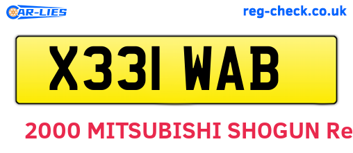 X331WAB are the vehicle registration plates.