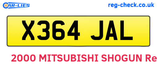 X364JAL are the vehicle registration plates.