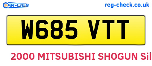 W685VTT are the vehicle registration plates.