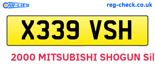 X339VSH are the vehicle registration plates.