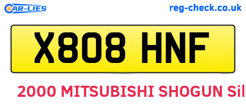 X808HNF are the vehicle registration plates.