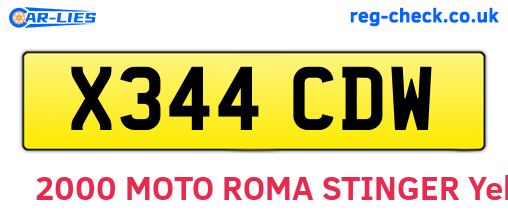 X344CDW are the vehicle registration plates.