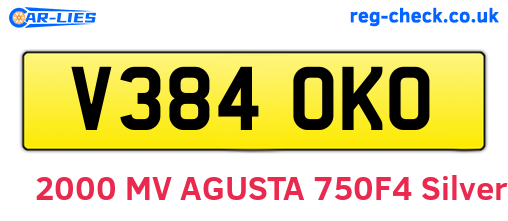 V384OKO are the vehicle registration plates.