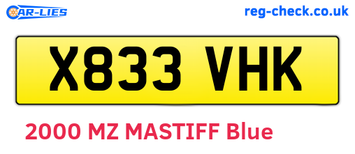 X833VHK are the vehicle registration plates.