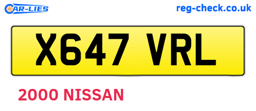 X647VRL are the vehicle registration plates.