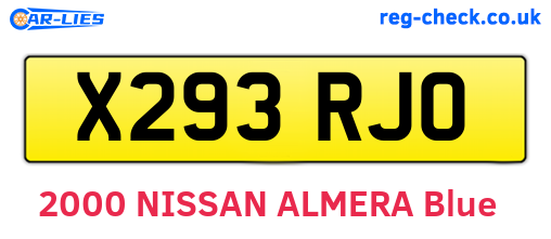 X293RJO are the vehicle registration plates.