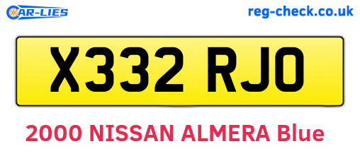 X332RJO are the vehicle registration plates.