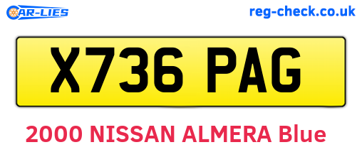 X736PAG are the vehicle registration plates.