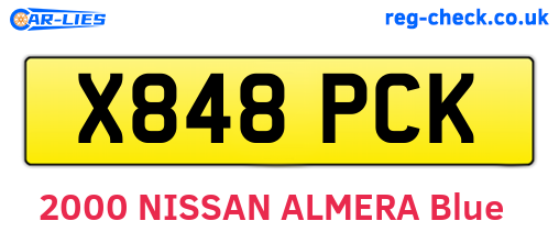 X848PCK are the vehicle registration plates.