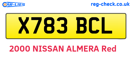 X783BCL are the vehicle registration plates.