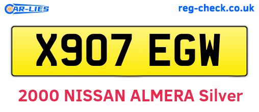 X907EGW are the vehicle registration plates.