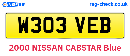 W303VEB are the vehicle registration plates.