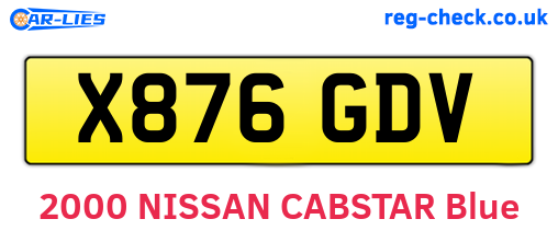 X876GDV are the vehicle registration plates.