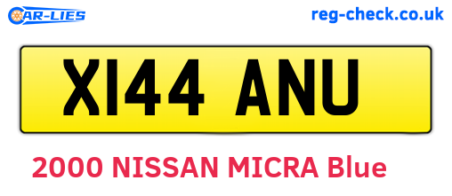X144ANU are the vehicle registration plates.