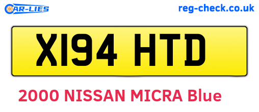 X194HTD are the vehicle registration plates.