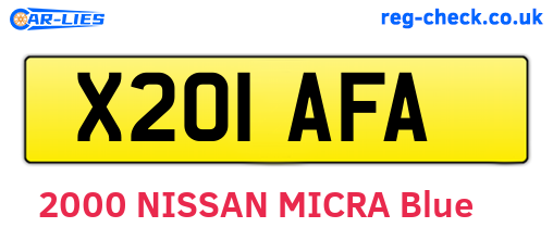 X201AFA are the vehicle registration plates.