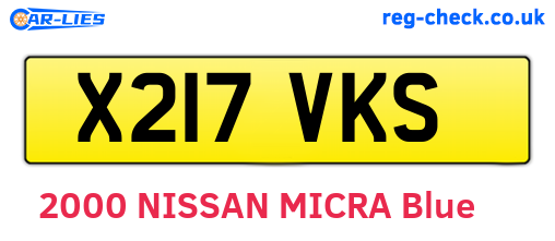 X217VKS are the vehicle registration plates.